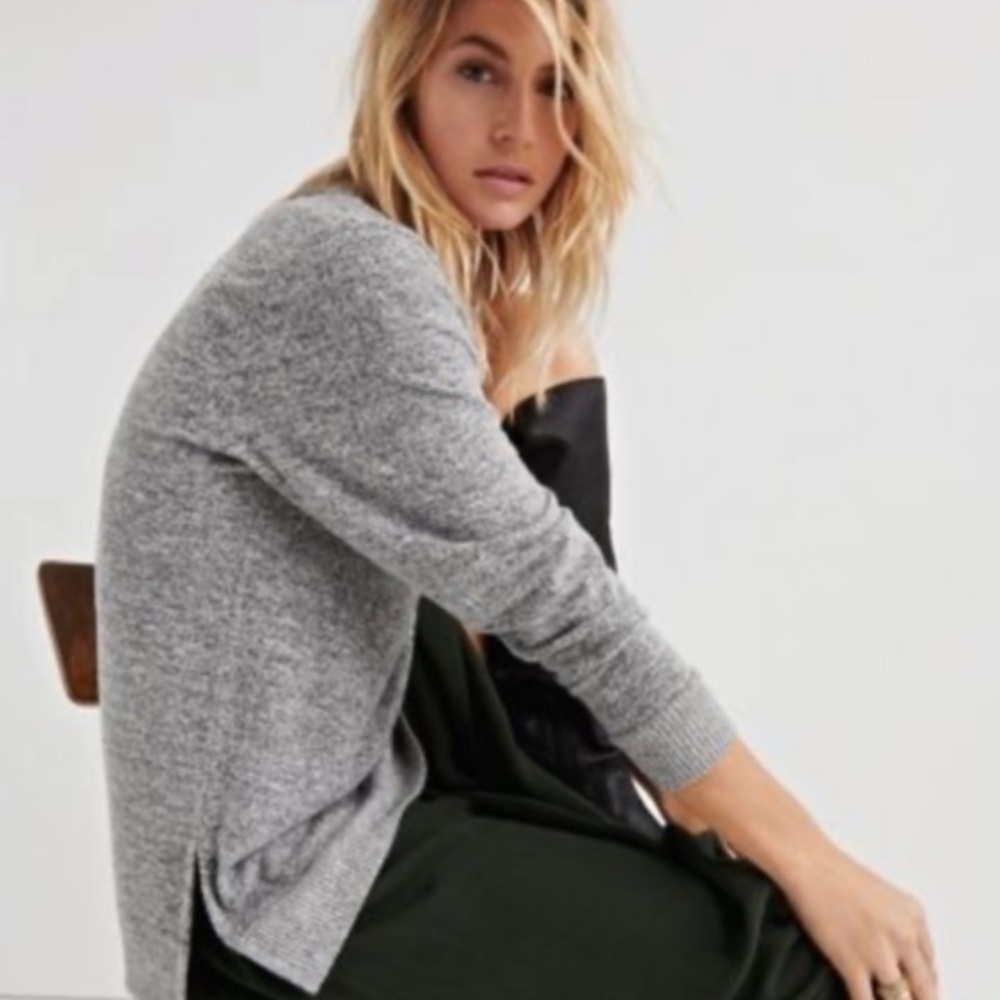 Lucky Brand Cloud Jersey V Neck Tunic Shirt gray - Picture 3 of 13